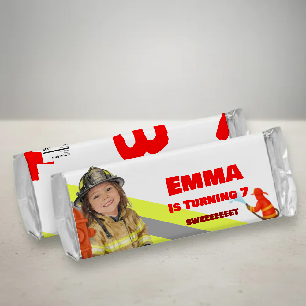 Firefighter Birthday Candy Bar Wrapper