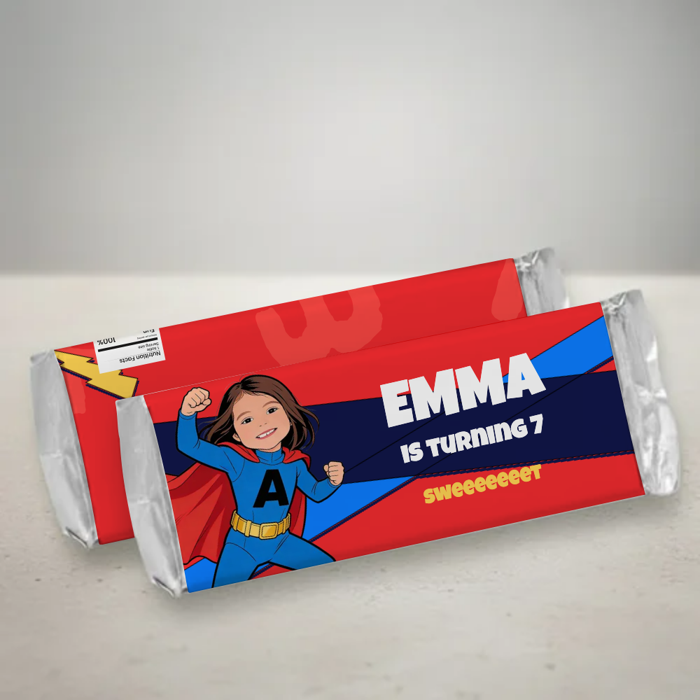 Superhero Birthday Candy Bar Wrapper