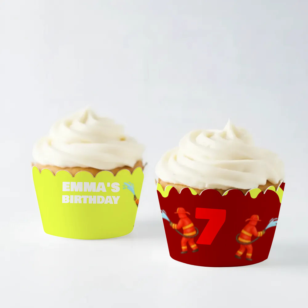 Firefighter Birthday Cupcake Wrapper