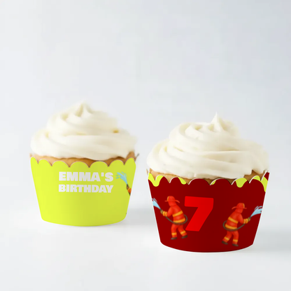 Firefighter Birthday Cupcake Wrapper