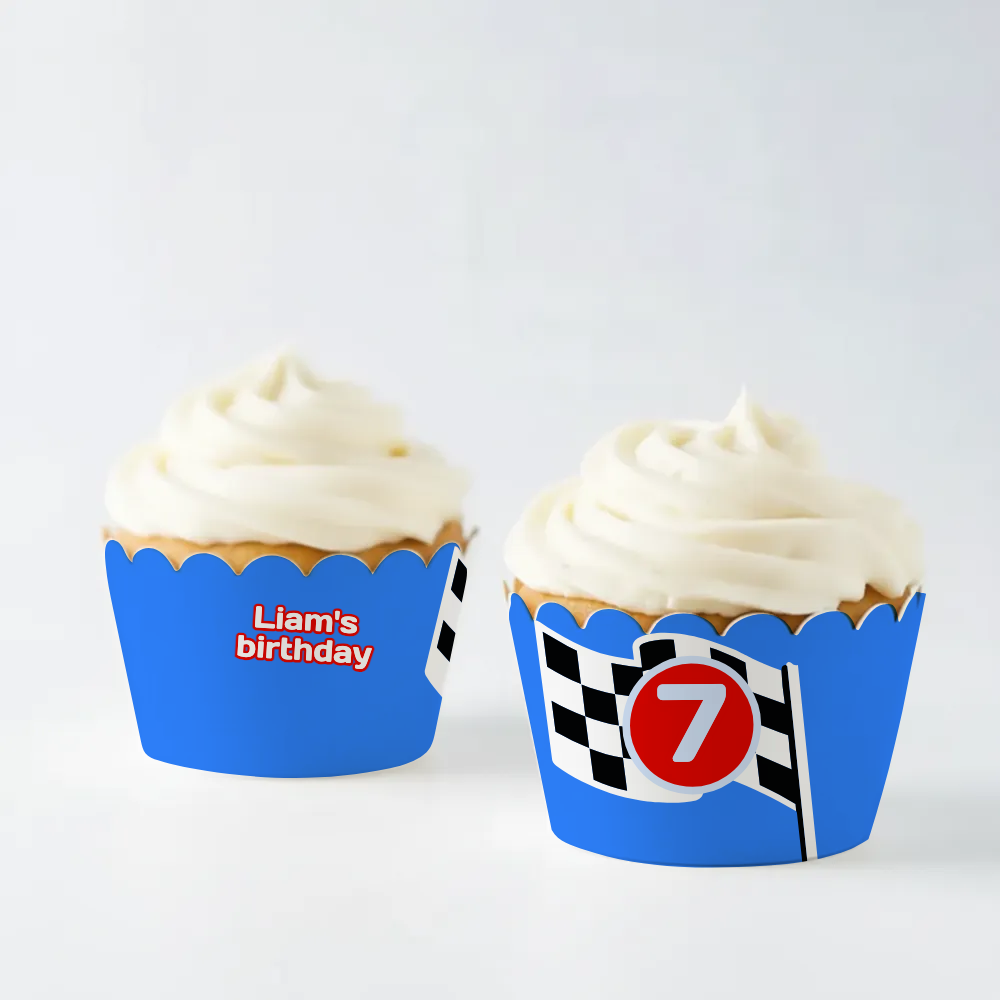 Race Cars Birthday Cupcake Wrapper