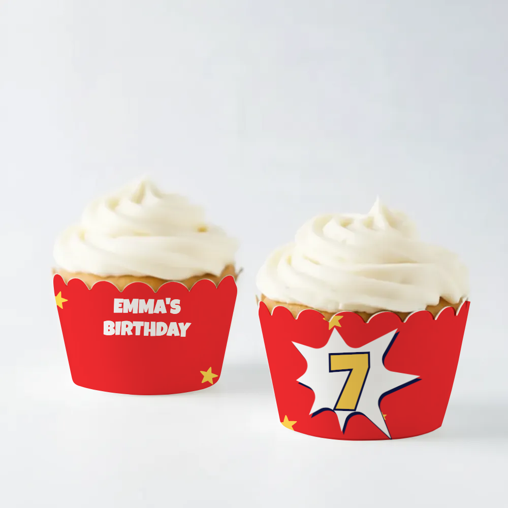 Superhero Birthday Cupcake Wrapper