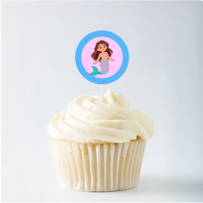 Mermaid Birthday Cupcake Topper