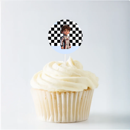 Race Cars Birthday Cupcake Topper