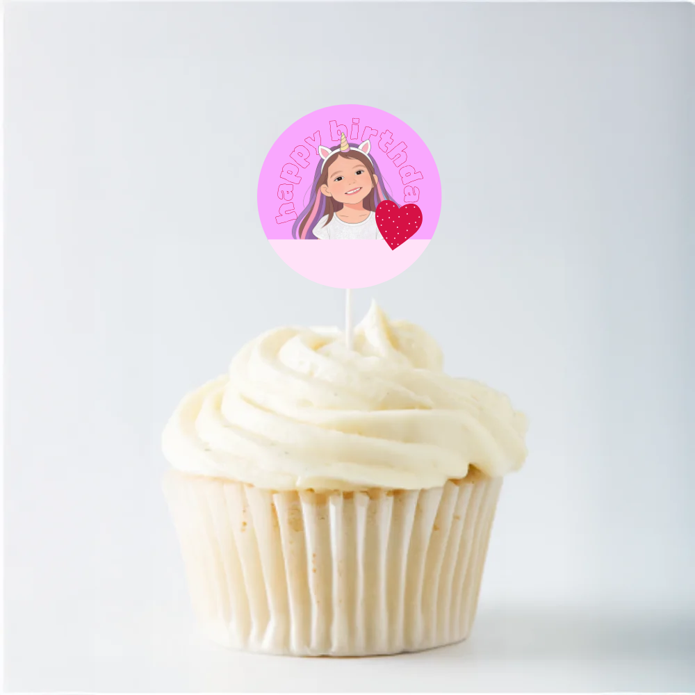 Unicorn Birthday Cupcake Topper