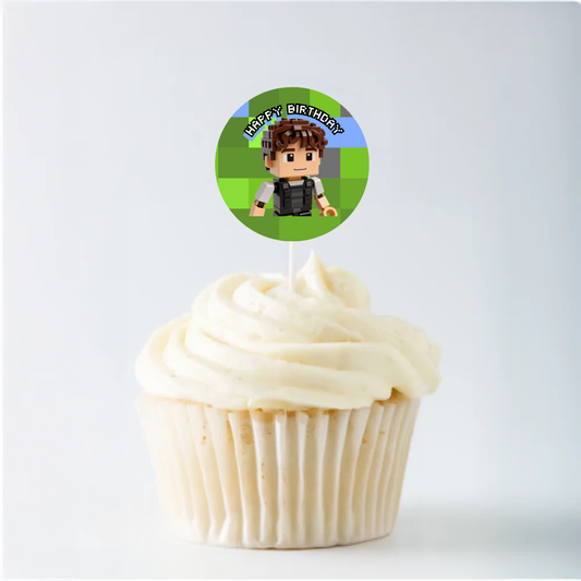 Video Blox Birthday Cupcake Topper