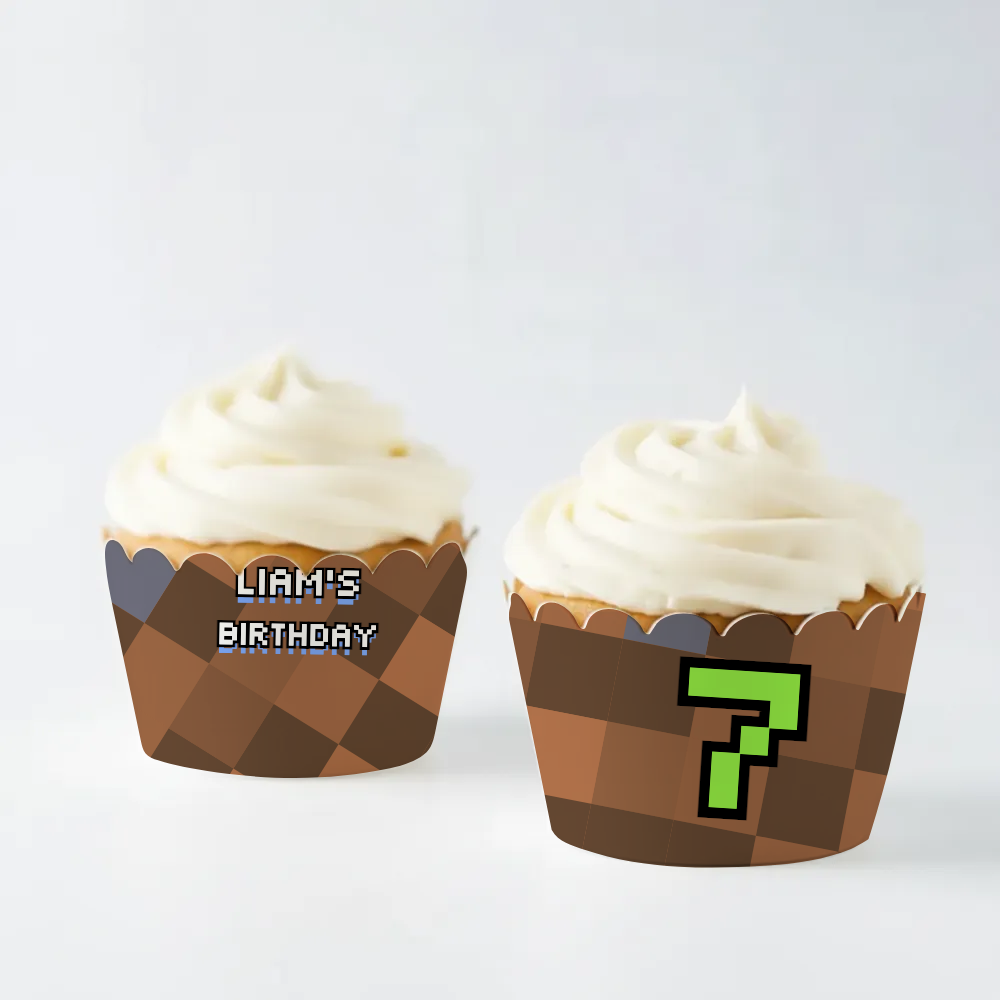 Video Blox Birthday Cupcake Wrapper