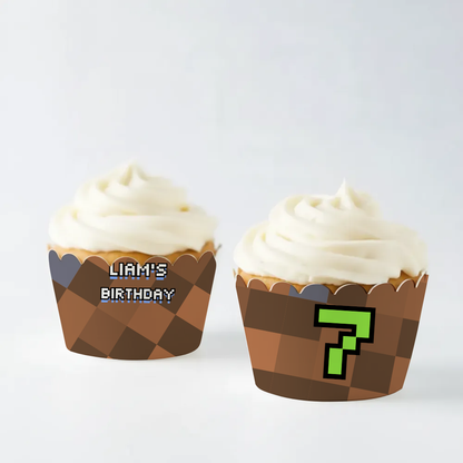 Video Blox Birthday Cupcake Wrapper