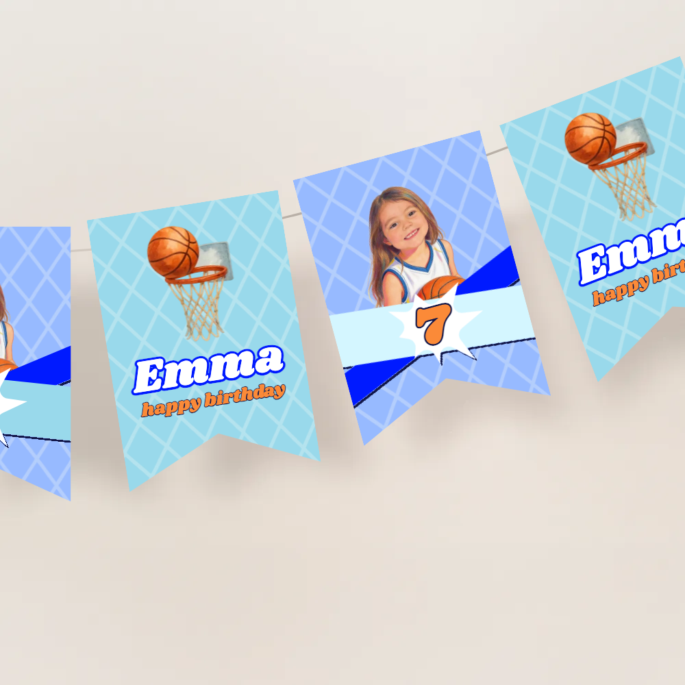 Basketball Birthday Photo Bunting Banner