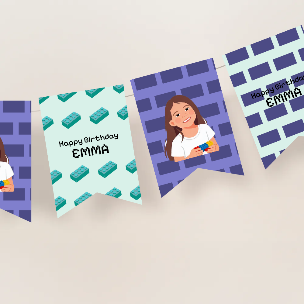 Building Blocks Birthday Photo Bunting Banner