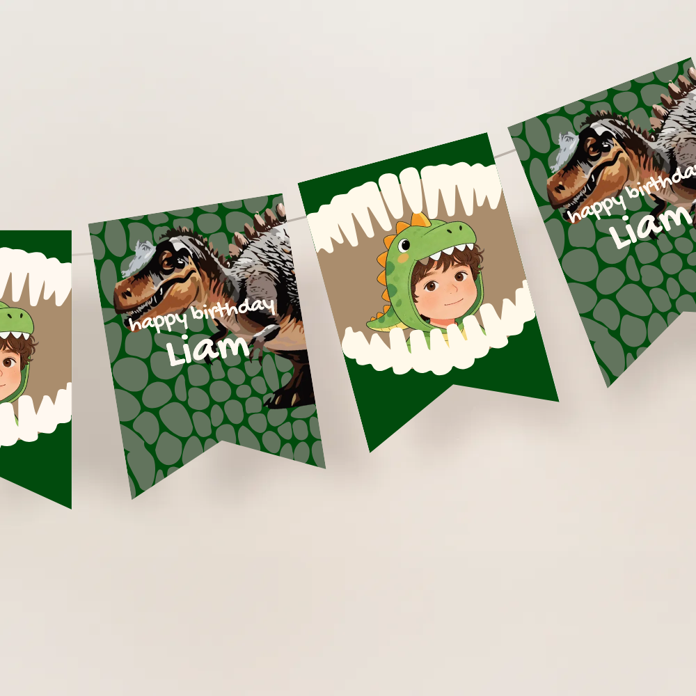 Dino Birthday Photo Bunting Banner