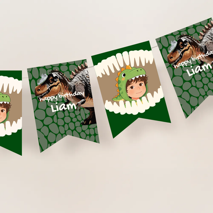 Dino Birthday Photo Bunting Banner