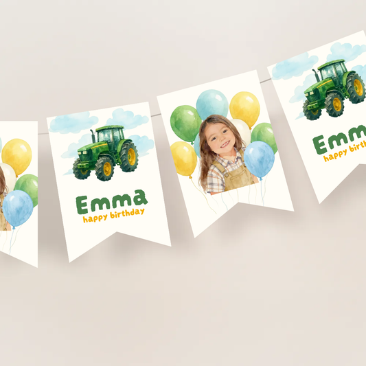 Farm Birthday Photo Bunting Banner