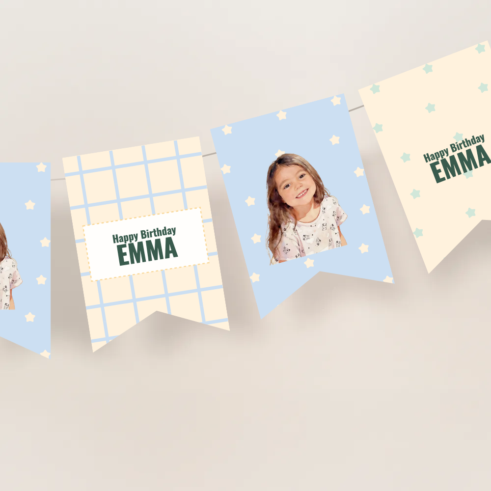 Grid Birthday Photo Bunting Banner