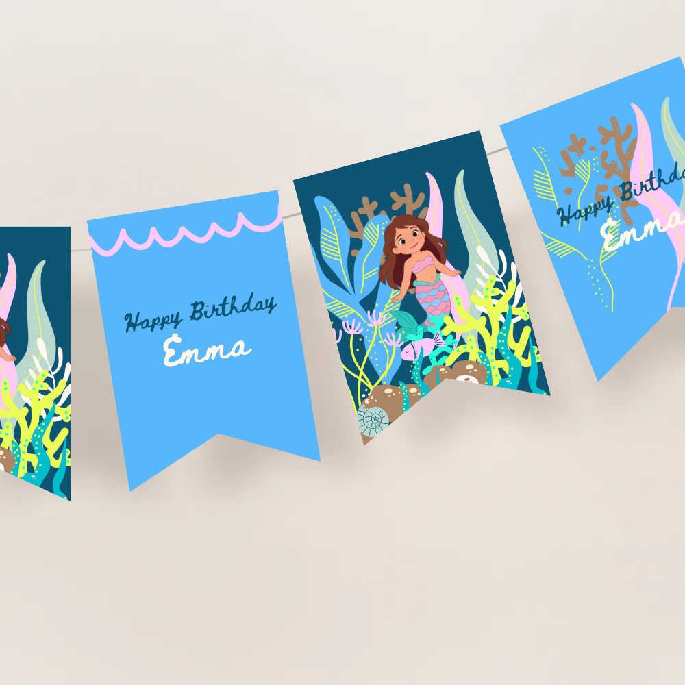 Mermaid Birthday Photo Bunting Banner