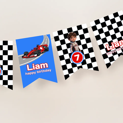 Race Cars Birthday Photo Bunting Banner