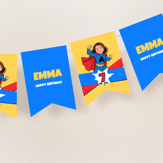 Superhero Birthday Photo Bunting Banner