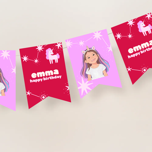 Unicorn Birthday Photo Bunting Banner