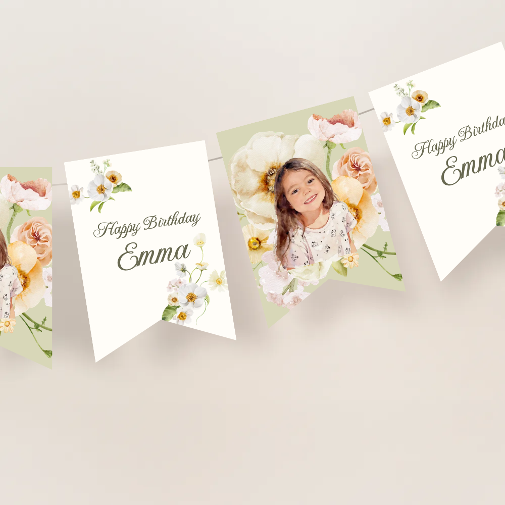 Wildflowers Birthday Photo Bunting Banner