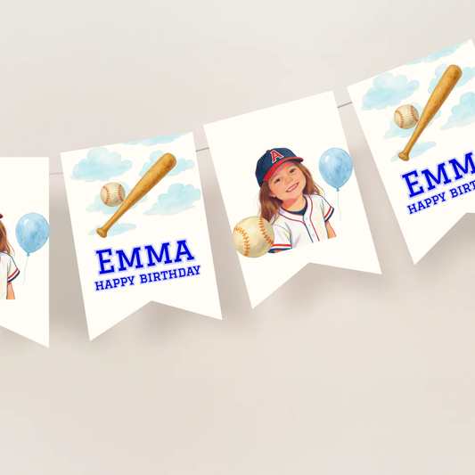 Baseball Birthday Name Bunting Banner