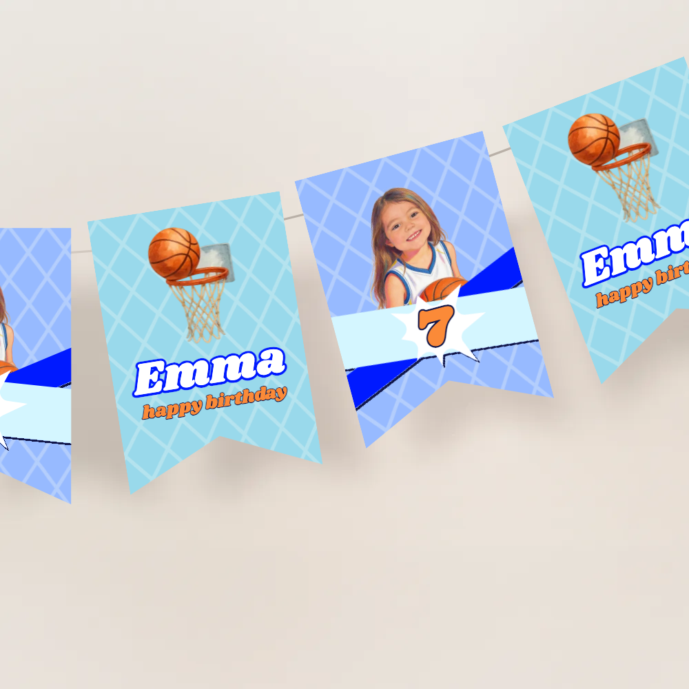 Basketball Birthday Name Bunting Banner