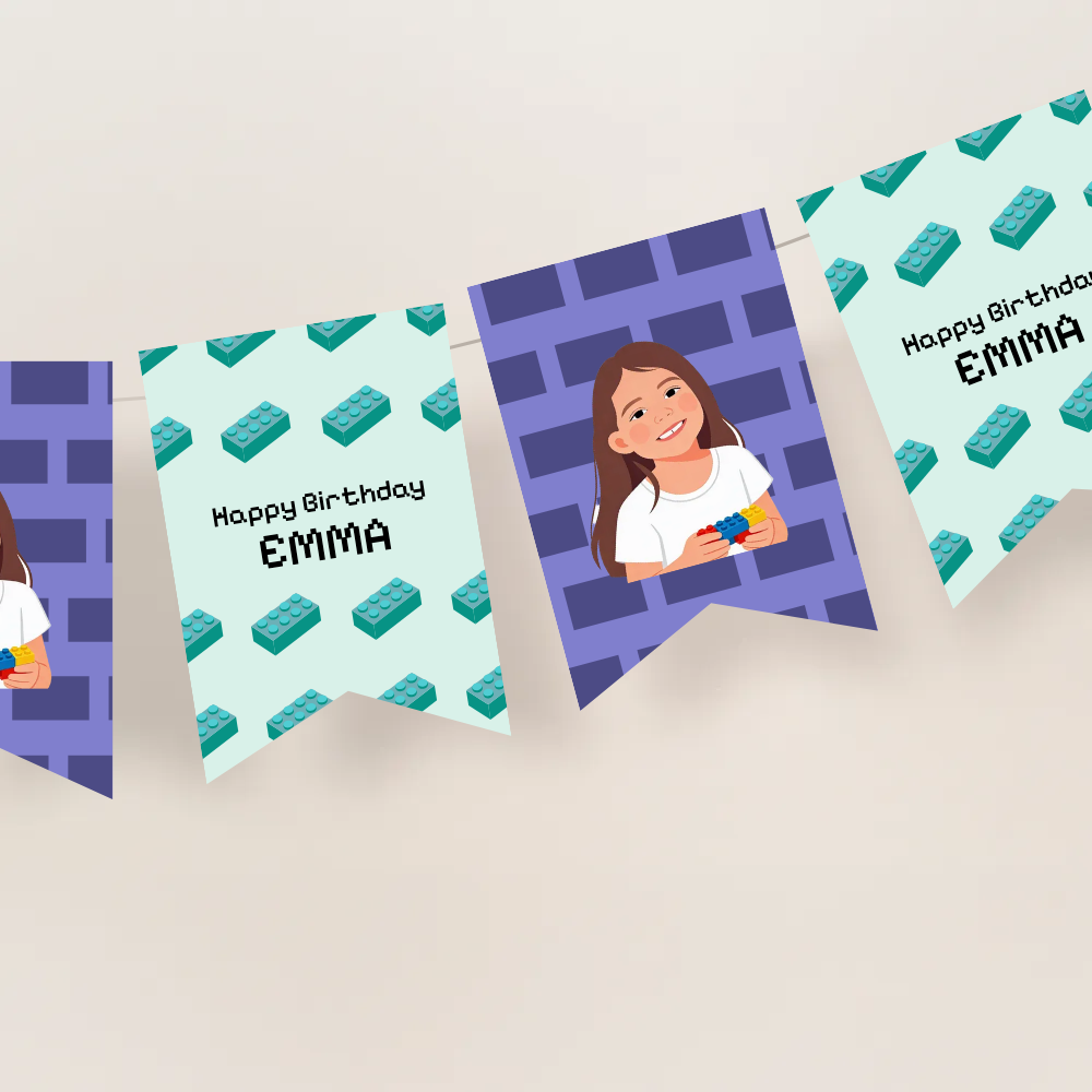 Building Blocks Birthday Name Bunting Banner