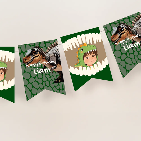Dino Birthday Name Bunting Banner
