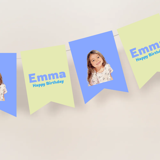 Duotone Birthday Name Bunting Banner