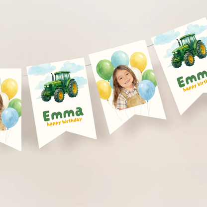 Farm Birthday Name Bunting Banner