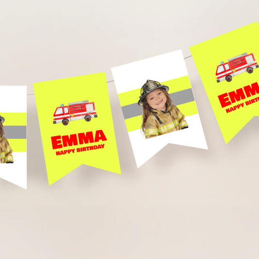 Firefighter Birthday Name Bunting Banner