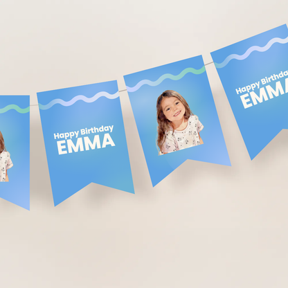 Gradient Birthday Name Bunting Banner