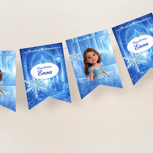 Ice Princess Birthday Name Bunting Banner