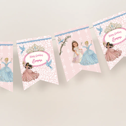 Princess Birthday Name Bunting Banner