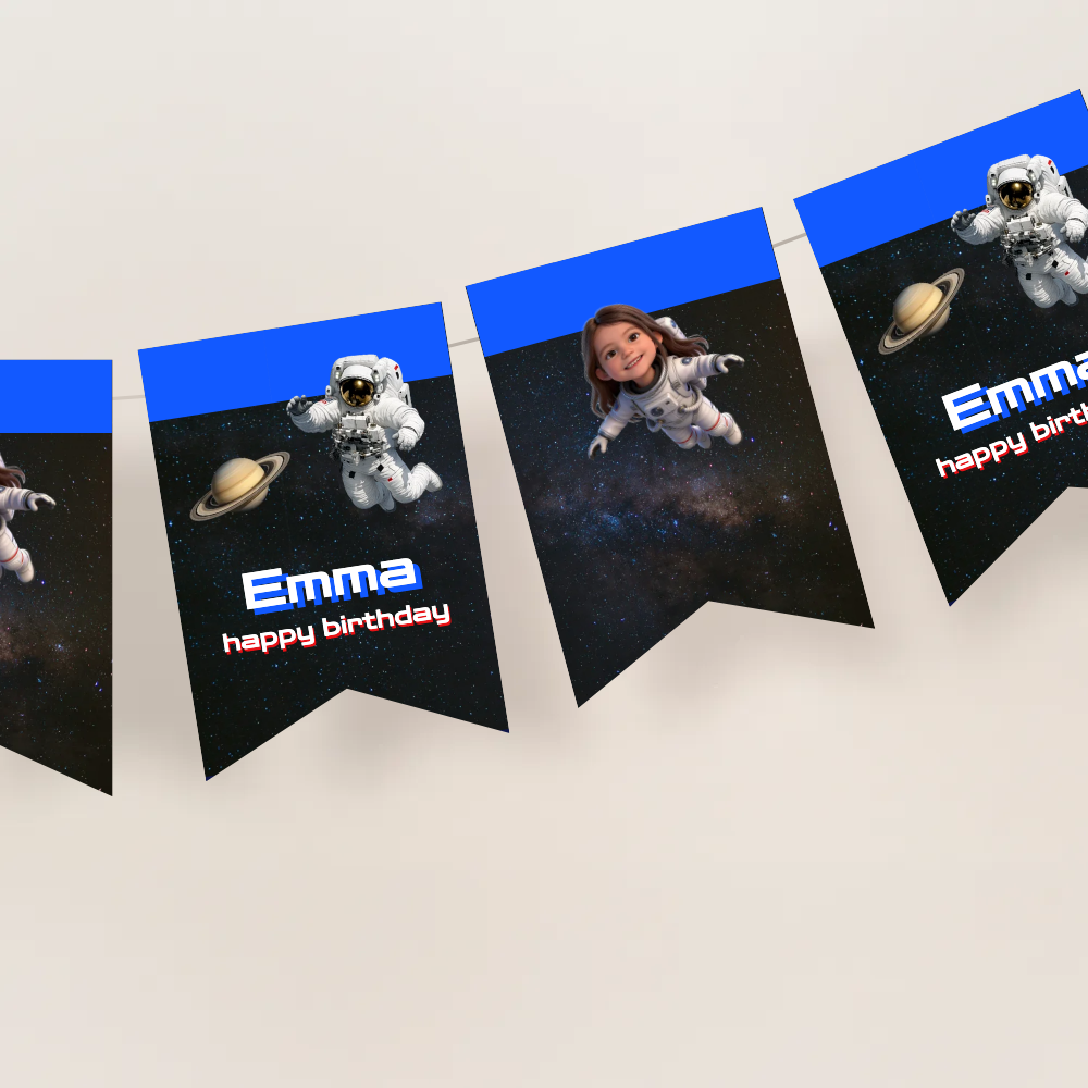 Space Birthday Name Bunting Banner