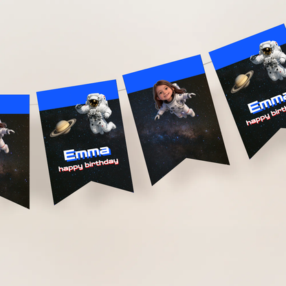Space Birthday Name Bunting Banner