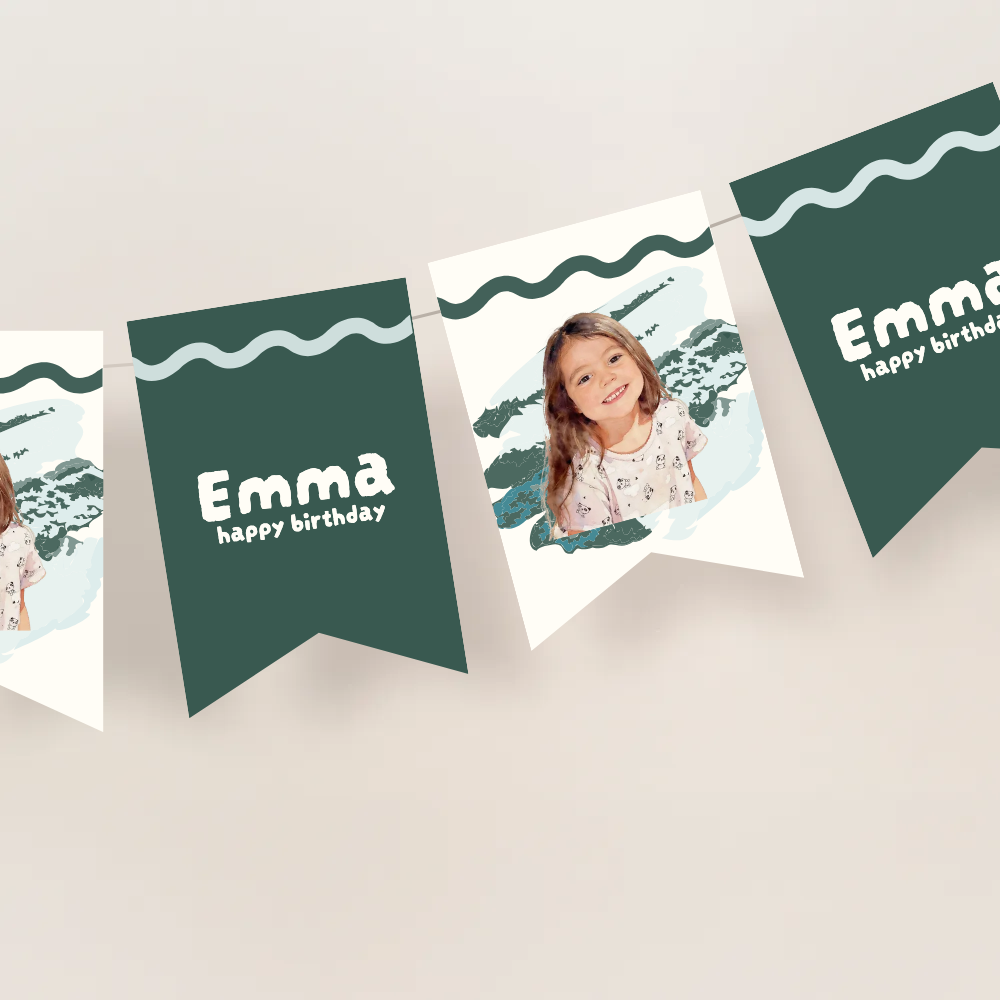 Watercolor Birthday Name Bunting Banner