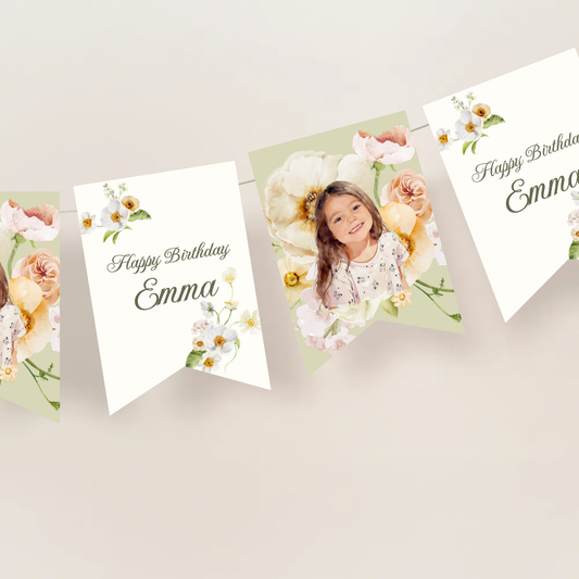 Wildflowers Birthday Name Bunting Banner