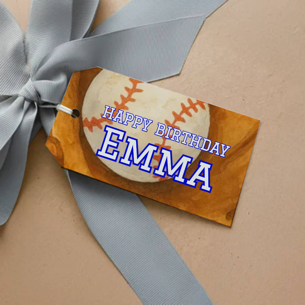 Baseball Birthday Gift Tag