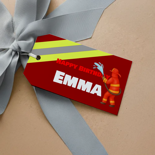 Firefighter Birthday Gift Tag