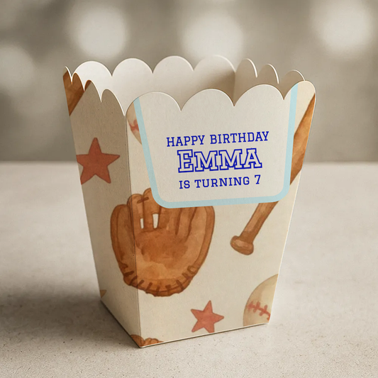 Baseball Birthday Popcorn Box