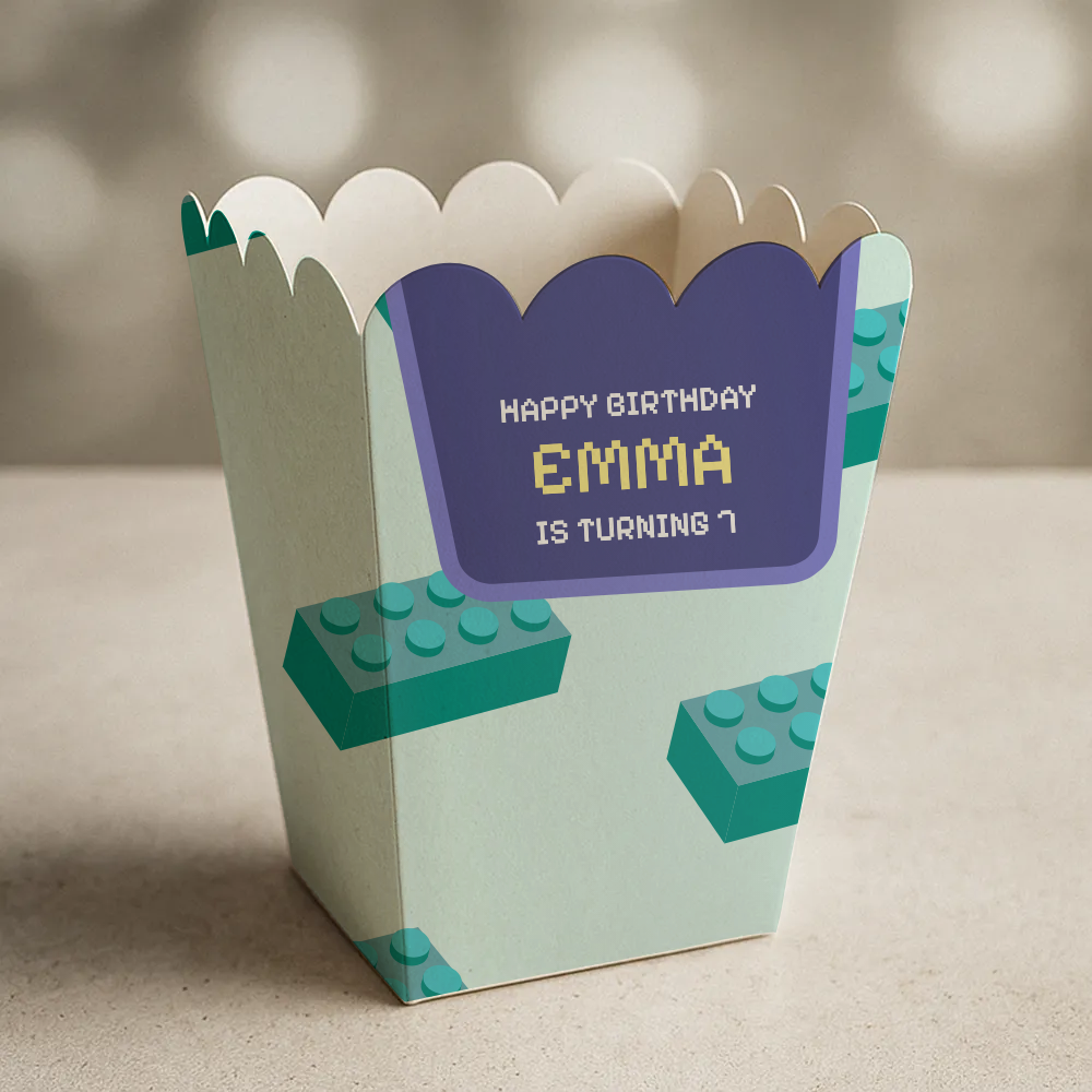 Building Blocks Birthday Popcorn Box