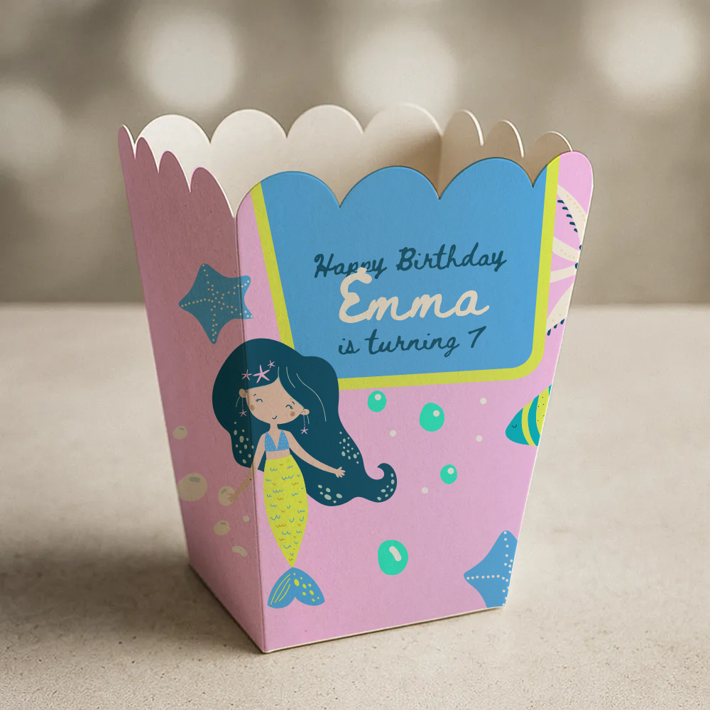 Mermaid Birthday Popcorn Box