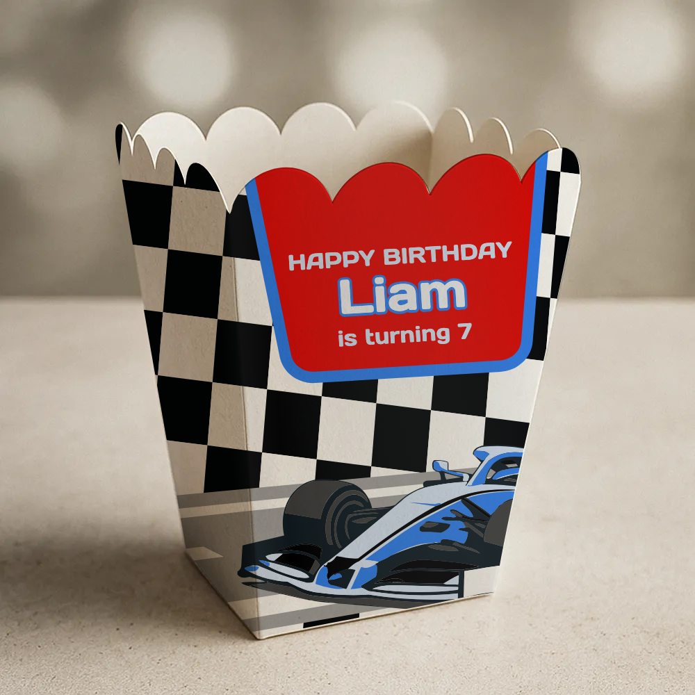 Race Cars Birthday Popcorn Box