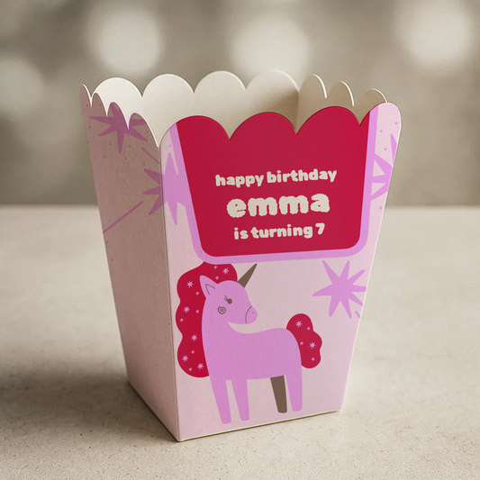Unicorn Birthday Popcorn Box