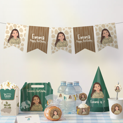 Safari Birthday Photo Bunting Banner — party scene