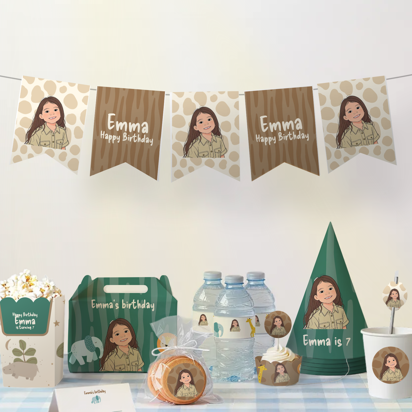 Safari Birthday Straw Tag — party scene