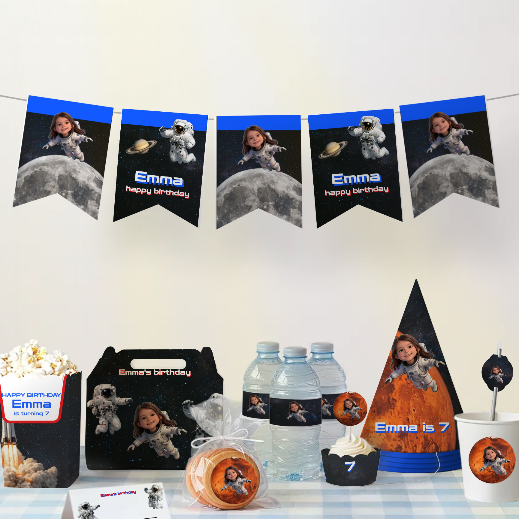 Space Birthday Candy Bar Wrapper — party scene
