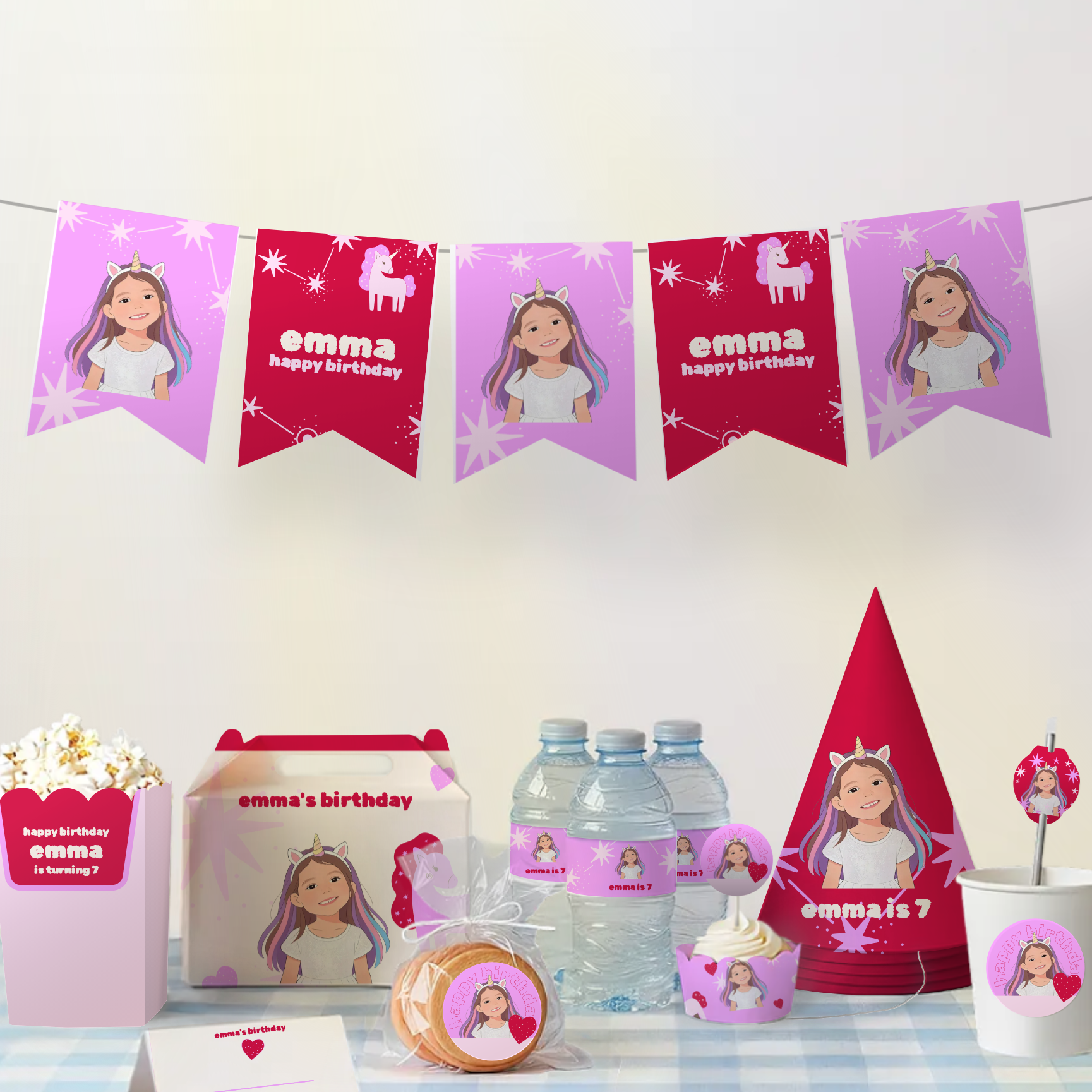 Unicorn Birthday Cupcake Wrapper — party scene