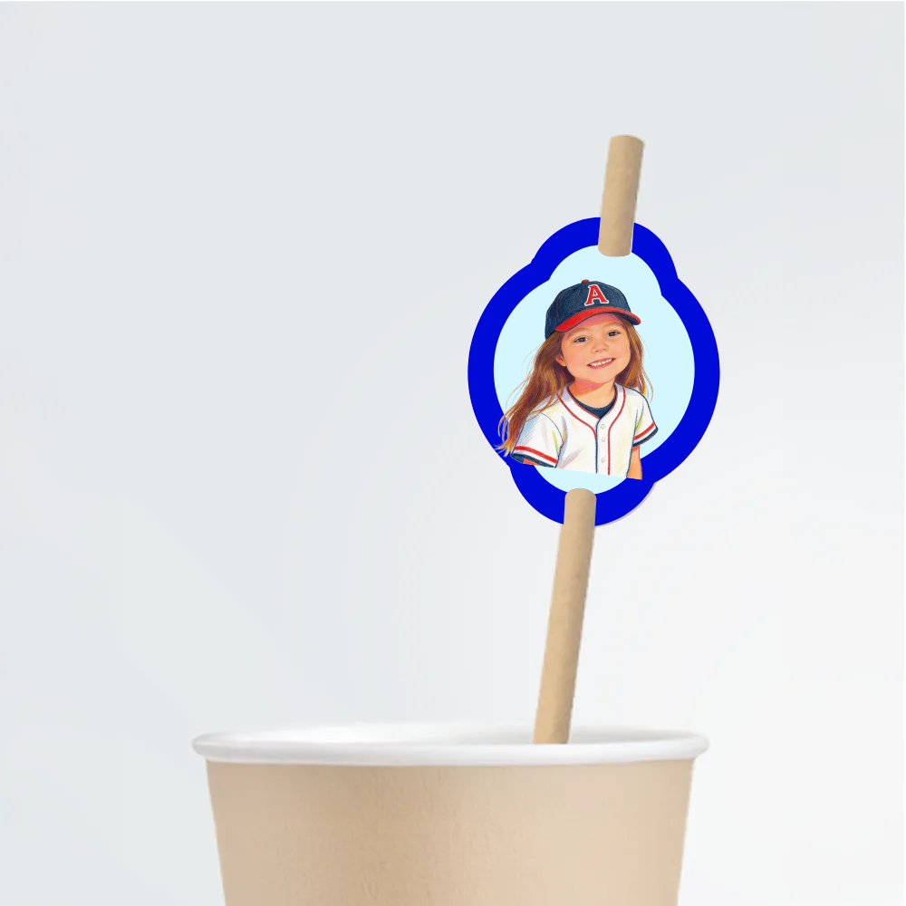 Baseball Birthday Straw Tag