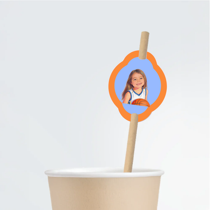 Basketball Birthday Straw Tag